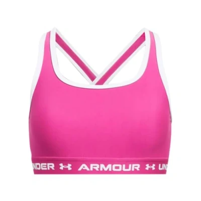 Image of Under Armour Women&#039;s UA Crossback Mid Bra, Medium Support Sports Racer Back Bra with Removable Cups, Cooling and Sweat Wicking Wireless Black