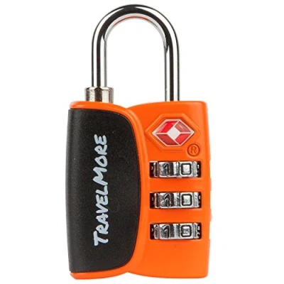 Image of 1 Pack TSA Approved 3 Digit Luggage Lock with Open Alert Indicator for Travel Suitcases &amp; Baggage Orange