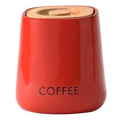Image of Price &amp; Kensington Cubic Ceramic Coffee Storage Jar, Red