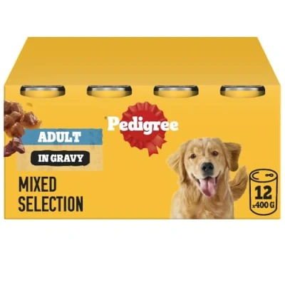 Image of Pedigree Adult Wet Dog Food for Dogs Can Mixed Selection in Gravy 12 x 400 g