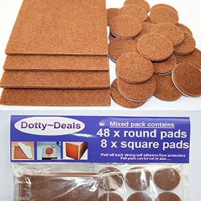 Image of 8x square &amp; 48x round self adhesive felt floor protector pads