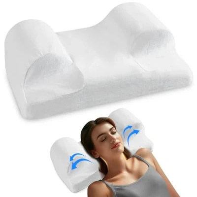 Image of YourFacePillow Ergonomic Cervical Memory Foam Pillow for Comfortable Back Sleeping Neck &amp; Shoulder Support Best Sleep Alignment Standard