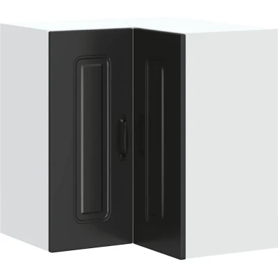 Image of vidaXL Kalmar Black Kitchen Corner Wall Cabinet Engineered Wood 57x57x60 cm Modern, Durable and Space Saving Storage Cupboard