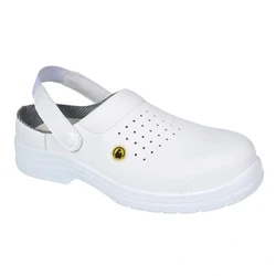 Image of Portwest Compositelite ESD Perforated Safety Clog SB AE, Size: 41, Colour: White, FC03WHR41