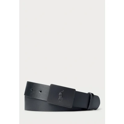 Image of Polo Ralph Lauren Plaque Casual Belt, Men&#039;s, Size: 34, Black/matte black