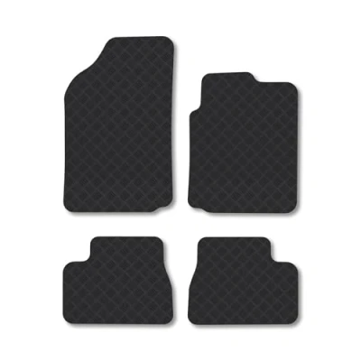 Image of Rubber Car Mats Compatible with Citroen C3 (2002 2010) Tailored Fit Floor Set Accessory Black Custom 4 Pieces Clips Anti Slip Backing, Heavy Duty &amp; Waterproof