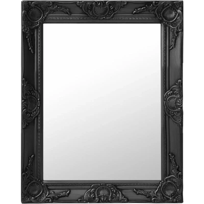 Image of vidaXL Wall Mirror with Ornate Frame Baroque Style Rectangle mounted Vanity Dresser 50x60 cm Black