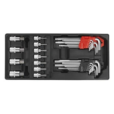 Image of Sealey Premier Tool Tray with Hex/Ball End Hex Keys &amp; Socket Bit Set 29pc