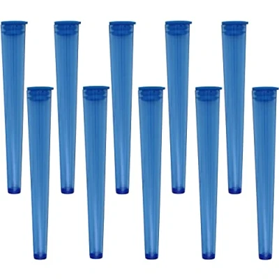 Image of Cherry on Top King Size Cone Holder Air Tight Hard Plastic Tube Smoking Rolling Cig Tube, 10 Holders Blue