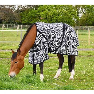 Image of Rhinegold Fly Rug With Neck Cover 6/9 Zebra