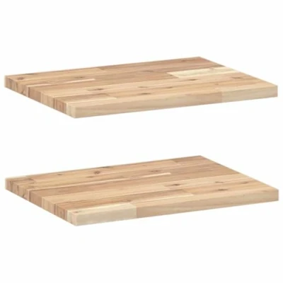 Image of vidaXL floating shelves 2pcs solid acacia wood untreated 40x30cm rectangular wall mounted storage for kitchen/bathroom/bedroom
