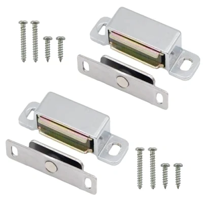 Image of EAI Magnetic Cupbard Door Catch Polished Chrome Cabinet Catches 6kg Pull Pack of 2