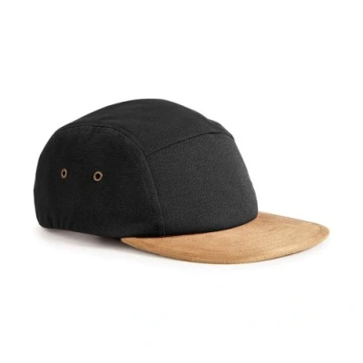 Image of Beechfield Suede Peak 5 Panel Baseball Cap (One Size) (Black)