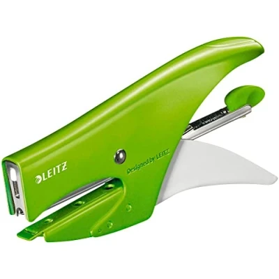 Image of Leitz 55312054 Stapling Pliers, 15 Sheet Capacity, Ergonomic Metal Body, Includes Staples, WOW Range, Green