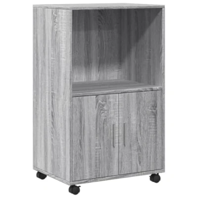 Image of vidaXL Rolling Cabinet Office File Storage Grey Sonoma Engineered Wood