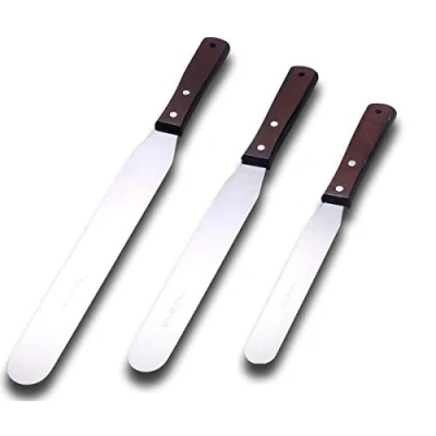 Image of Straight Spatula Set of 3 Palette Knife Cake Frosting Spatulas 6&quot; 8&quot; 10&quot; Baking Icing Knife,Palette with Non Slip Handle for Pastries