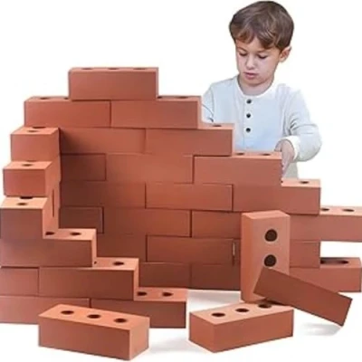 Image of Playlearn 25 Packs Bricks Building Role Play Toy, Life Size Large Fake Pretend Foam Construction Blocks,Developmental Toy for Kids