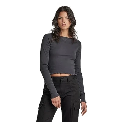 Image of G Star Women&#039;s Cropped baby sis raglan r t ls wmn, Grey (shadow D23803 1141 992), M