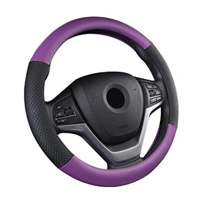 Image of SFONIA Car Steering Wheel Cover Protector PU Leather Universal 38cm / 15&quot; Anti slip Breathable Durable (Purple)