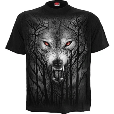 Image of Spiral Forest Wolf T Shirt Black XL