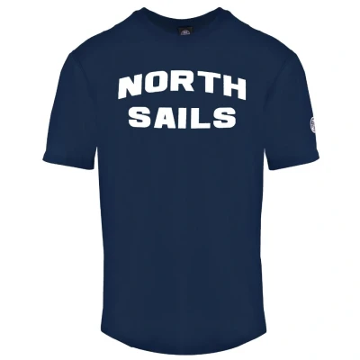 Image of North Sails Mens Block Brand Logo Navy Blue T Shirt Cotton Size Medium