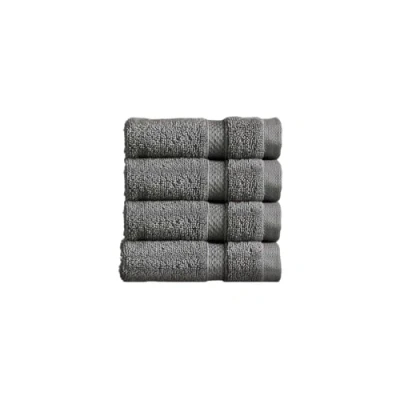Image of Christy Chroma Face Cloths Set Pack of 4 Soft Velvety Smooth Bathroom Flannels Bold and Bright Body Wash 100% Cotton Ash Grey