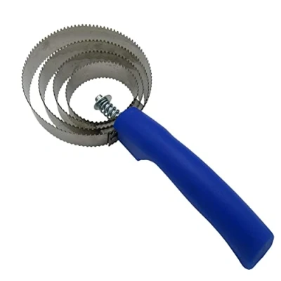 Image of SecureFix Direct Spiral Curry Comb Horse (Brush Pets Equestrain Metal Grooming Shredding Blue)