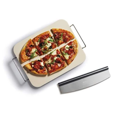 Image of World of Flavours Italian Large Pizza Stone &amp; Cutter