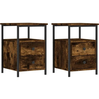 Image of vidaXL Bedside Cabinets 2 pcs Smoked Oak 34x35.5x50 cm Engineered Wood