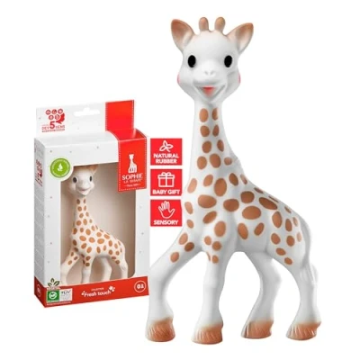 Image of Sophie la girafe Original Baby Teething Toy ,100 % Natural Rubber Phthalate free Easy to Grip Teether , Suitable for Newborn Babies Fresh Touch Box