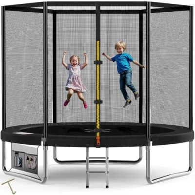 Image of Devoko 7.5ft Secure Kids Trampoline Garden Safety Net &amp; Reinforced Steel Frame Super Stable Play for Children 6 12 Years Premium Waterproof, Easy Setup
