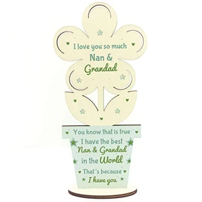 Image of RED OCEAN Thank You Nan and Grandad Gift Grandparent Birthday Home Plaque Keepsake