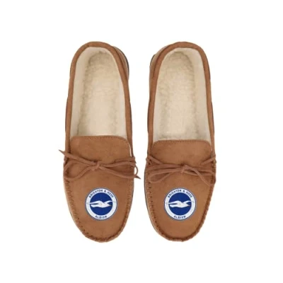 Image of FOCO Premier League Football Brighton &amp; Hove Albion Fan House Shoes Moccasin Slippers Mens Size 6 7