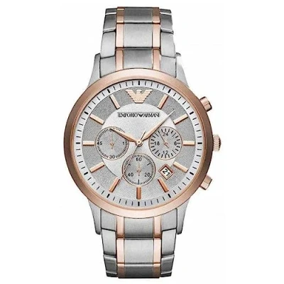 Image of Emporio Armani Mens&#039; Chronograph Watch AR11077 Silver Metal One Size