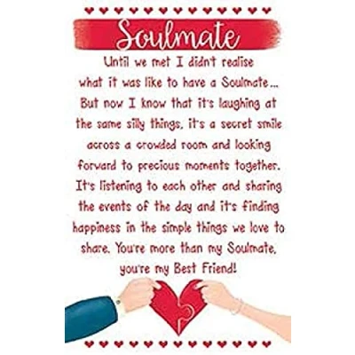 Image of Piccadilly Greetings Soulmate Wallet Card &amp; Envelope Keepsake Verse Gift