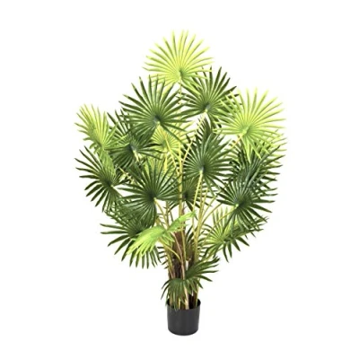Image of GreenBrokers Artificial Finger Fan Palm Tree in Pot 4ft/120cm