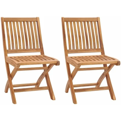 Image of vidaXL Folding Garden Chairs 2 pcs Solid Teak Wood