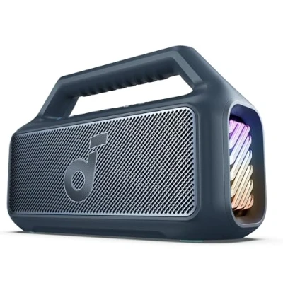 Image of soundcore Anker Boom 2 Bluetooth Speaker, Outdoor Speaker with 80W, Subwoofer, BassUp 2.0, 24H Playtime, IPX7 Waterproof, Floatable, RGB Lights, Custom EQ, USB C, Portable for Camping, Beach, Garden