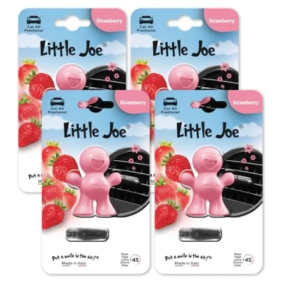 Image of Little Joe Standard Car Air Freshener, 45 Day Long Lasting Fragrance, Scented Vent Clip for Interior Home &amp; Office 4 Pack Strawberry