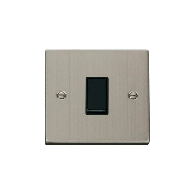 Image of Click Deco 1 Gang 2 Way 10AX Switch Stainless Steel Black Inserts