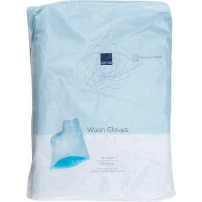 Image of ABENA Wash Gloves For Adults Suitable Incontinence Care 50 Pack 23x16cm Body Wipes That Can Also Be Used As Travel And Festival