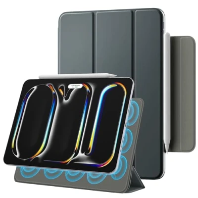 Image of TiMOVO Magnetic Case for iPad Pro 11 inch (M4) 2024, Slim Smart Folio, Strong Trifold Stand Cover All New Tablet, Support Auto Wake/Sleep, Space Gray