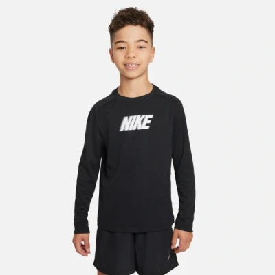 Image of Nike Performance DF Unisex Long sleeved top for kids, Size: 10 12y, Black/white