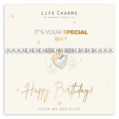 Image of Life Charms Happy Birthday Stretch Bracelet in Gift Box
