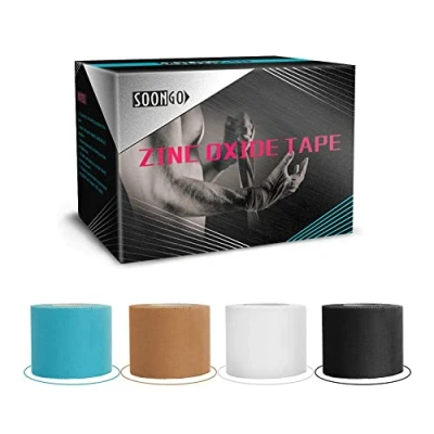 Image of SOONGO Zinc Oxide Tape 5cm x 10m Blue Sports Strapping Athletic Inelastic Provide Maximum Support Fixed Joint Good Viscosity Hypoallergenic