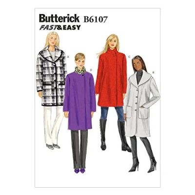 Image of Butterick Patterns 6107 Y Sizes Extra Small 4 6/ 8 10/ Medium 12 14 Misses Coat,White
