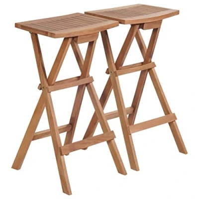 Image of vidaXL Folding Bar Stools 2 pcs Solid Teak Wood