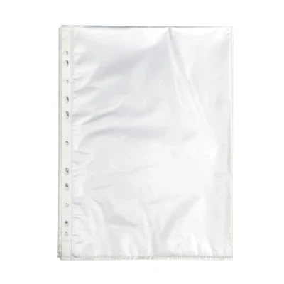 Image of Pukka Pad, A4 Clear Punched Pockets Pack of 100 Page Protectors with Frosted Finish and 11 Holes for Compatibility Ring Binders Lever Arch Files School, Home, Office Documents
