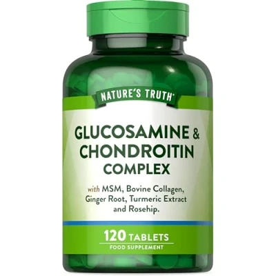 Image of Glucosamine and Chondroitin High Strength Complex 120 Tablets with MSM, Bovine Collagen, Ginger Root, Turmeric Extract, Rosehip No Artificial Preservatives by Nature&#039;s Truth