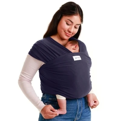 Image of Sleepy Wrap Baby Carrier Newborn to Toddler Ergonomic, Hands Free Made from Stretchy Fabric Lightweight for Infants 7 35 lbs / 3 15 kg (Navy Blue)